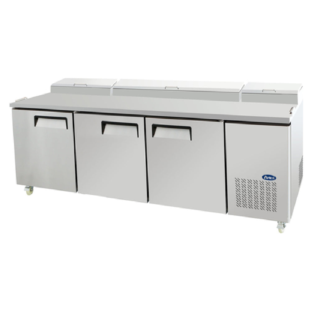 Atosa MPF8203GR Atosa Refrigerated Pizza Prep Table Three-section 93"W X 33-1/0"D X 44"H