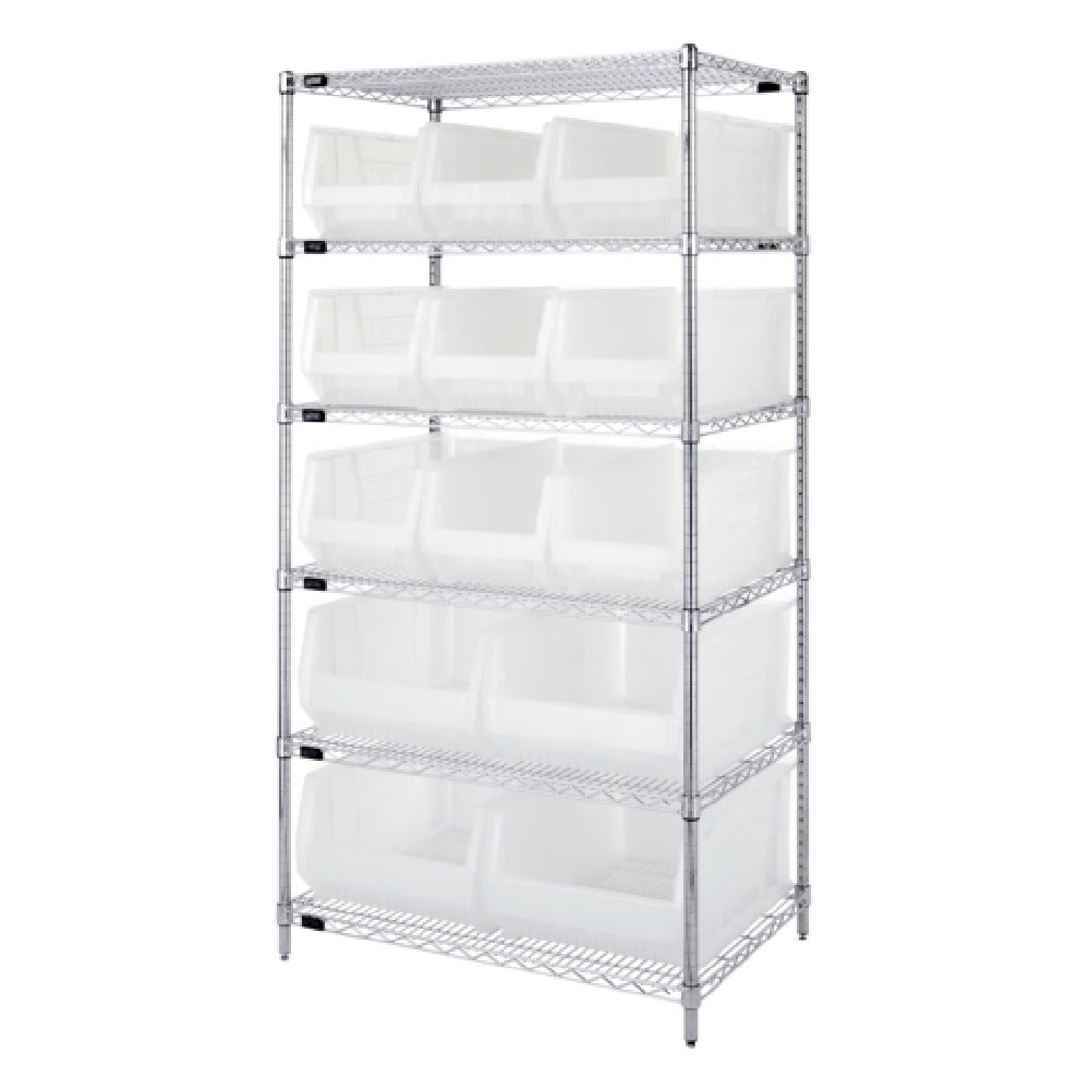 Quantum WR6-953954CL Bin Wire Shelving System 36"W X 24"D X 74"H Overall Size