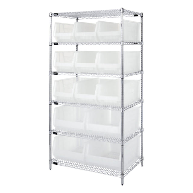Quantum WR6-953954CL Bin Wire Shelving System 36"W X 24"D X 74"H Overall Size