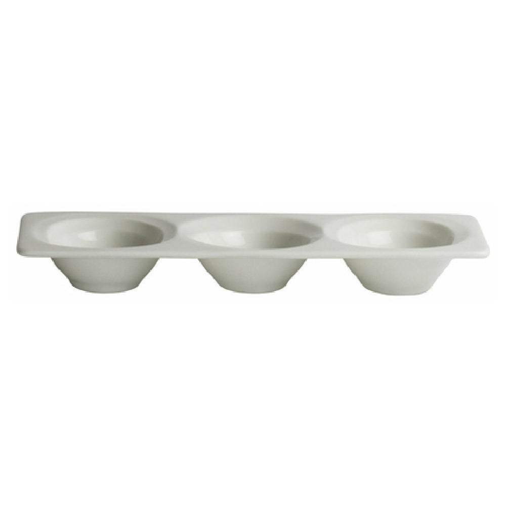 Steelite 41145ST1236 Sauce Dish With 3 Divisions 2.5 Oz 7.375" X 3.25" X 0.88"