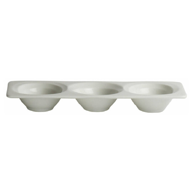 Steelite 41145ST1236 Sauce Dish With 3 Divisions 2.5 Oz 7.375" X 3.25" X 0.88"