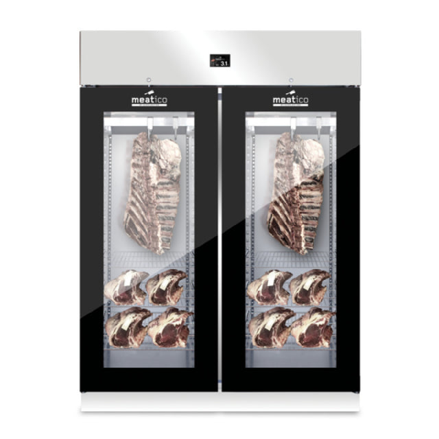Invacus MEAT 1500 Meatico Dry Aging Cabinet (2) Triple Pane Black Framed Glass Doors