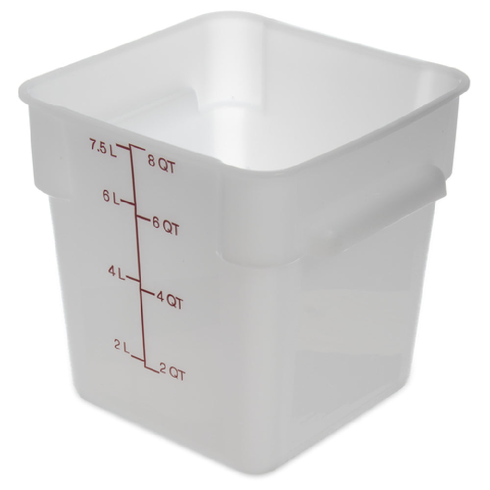 Carlisle 11963PE02 Carlisle Squares Food Storage Container 8 Qt. 8-3/4" X 9"H