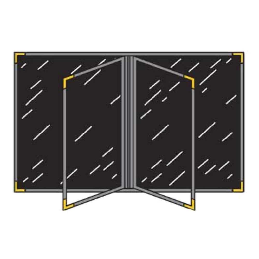Menu Solutions RS150BA Menu Cover Holds 4-1/4" X 11" Inserts Quad Panel Booklet With 6 Views