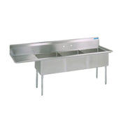 BK Resources BKS-3-15-14-15L Sink Three Compartment 62-1/2"W X 20-13/16"D X 43-3/4"H Overall Size