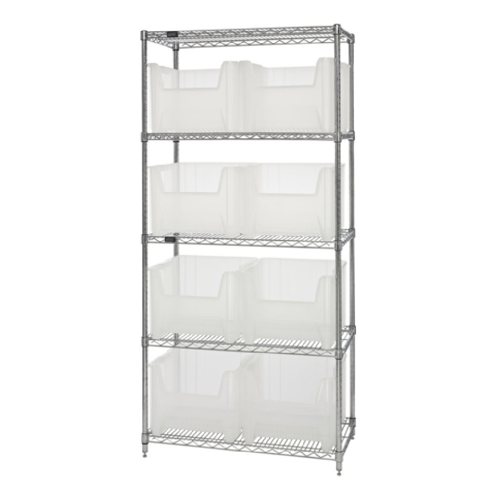 Quantum WR5-800CL Bin Wire Shelving System 36"W X 18"D X 74"H 800 Lbs. Load Capacity Per Shelf
