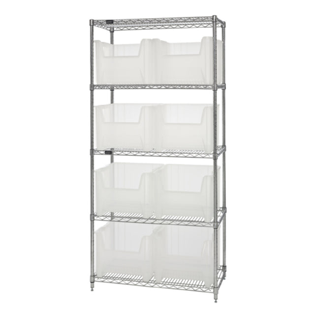 Quantum WR5-800CL Bin Wire Shelving System 36"W X 18"D X 74"H 800 Lbs. Load Capacity Per Shelf
