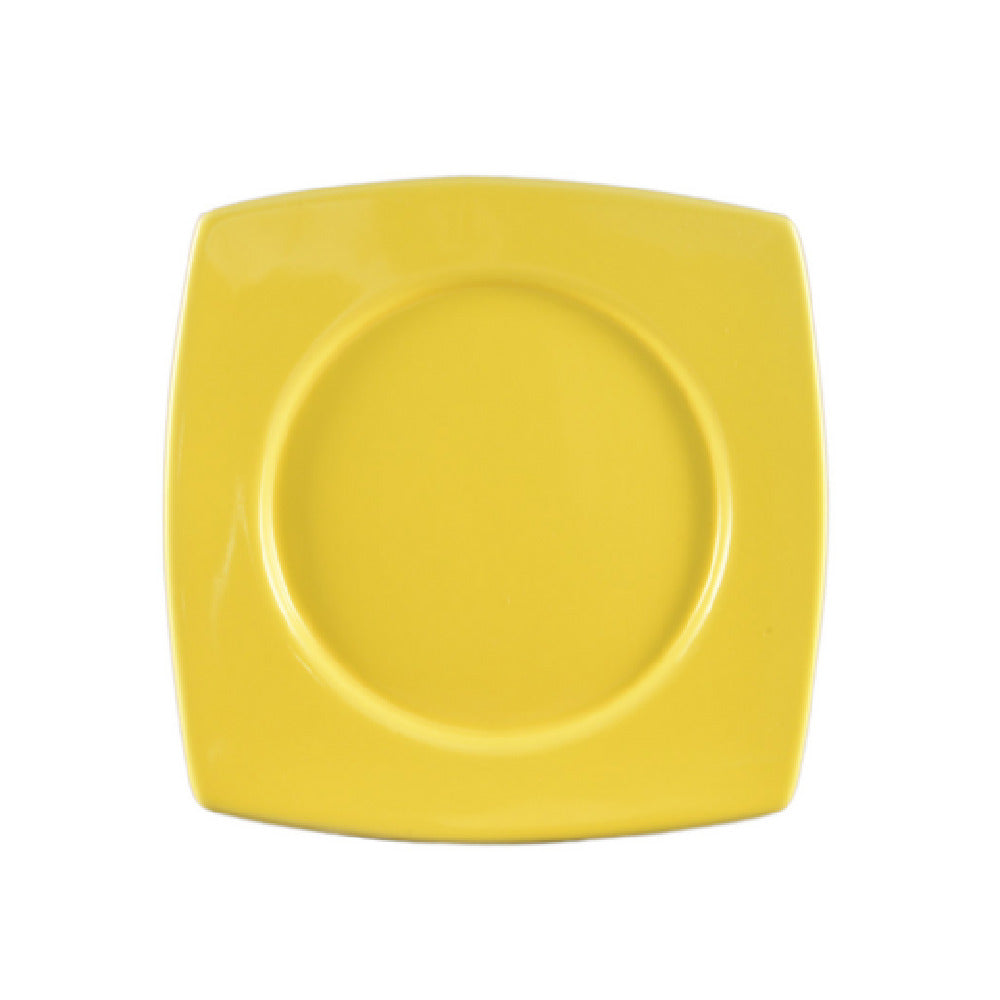 CAC China R-SQ21-Y Clinton Plate 11-7/8"L X 11-7/8"W X 1-1/2"H Round In Square