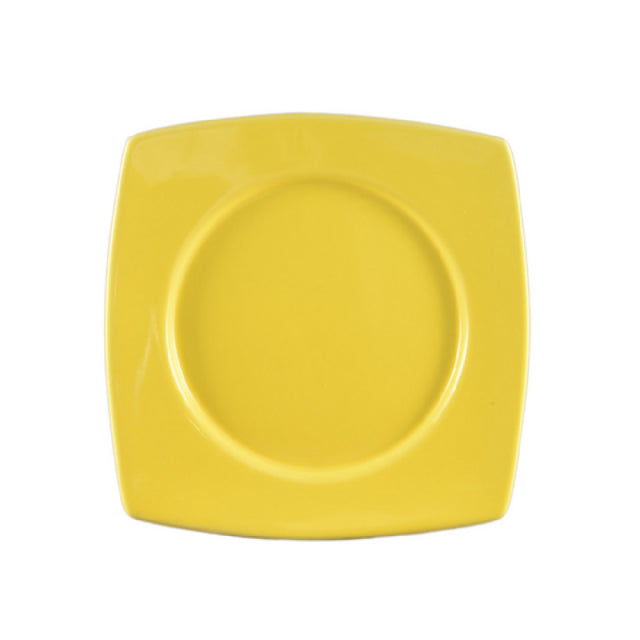 CAC China R-SQ21-Y Clinton Plate 11-7/8"L X 11-7/8"W X 1-1/2"H Round In Square