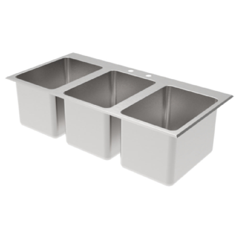 GSW USA SH10143DDI Drop-In Sink With No Deck Three Compartment 10" Wide X 14" Front-to-back X 10" Deep Bowls
