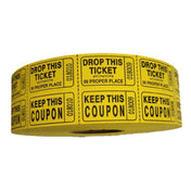 Royal TIC RAF YELLOW - Ticket-Double Raffle Yellow, (2,000) Tickets Per Roll (20 Roll Per Case)