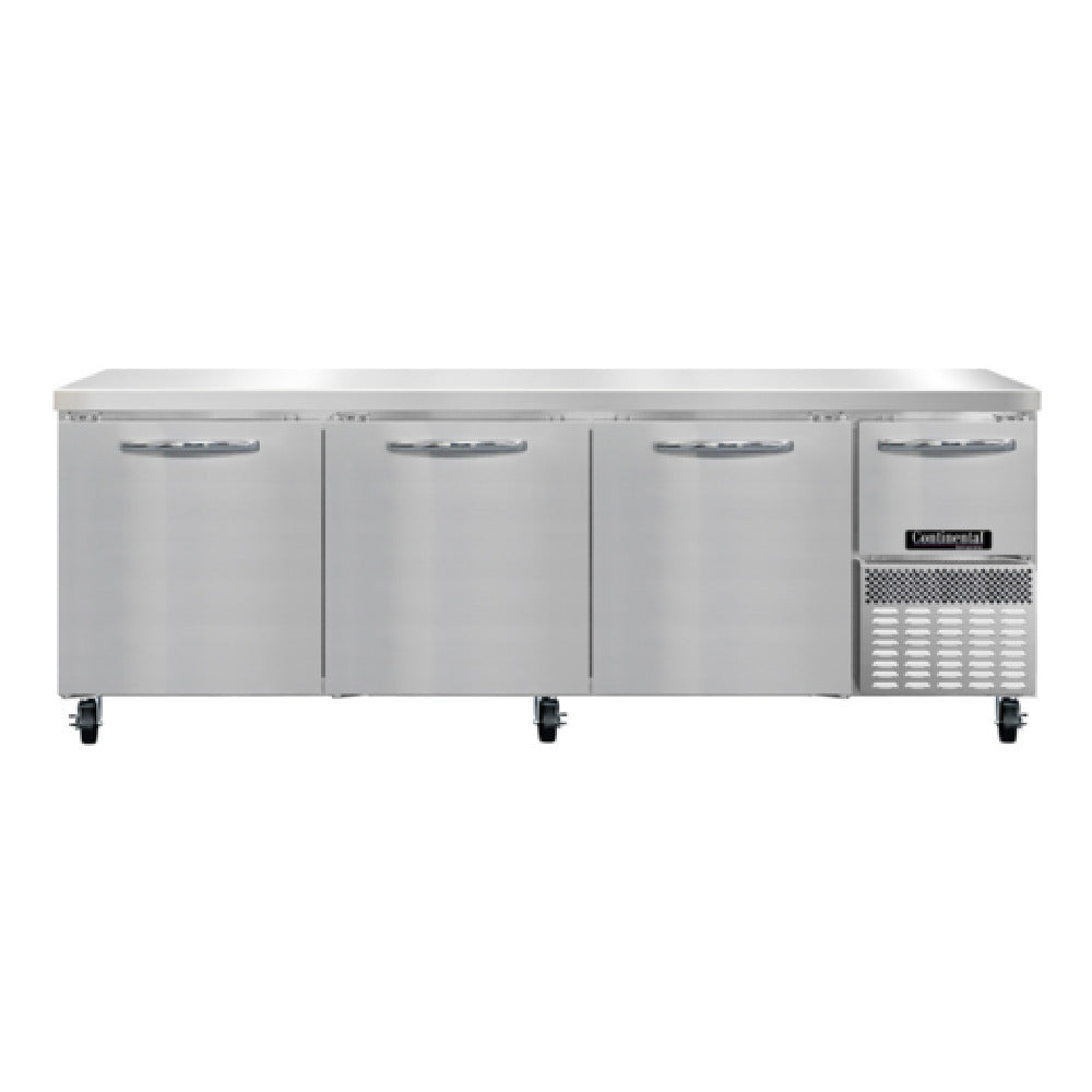 Continental Refrigerator RA93SN Refrigerated Base Shallow Depth Worktop Unit 93"W