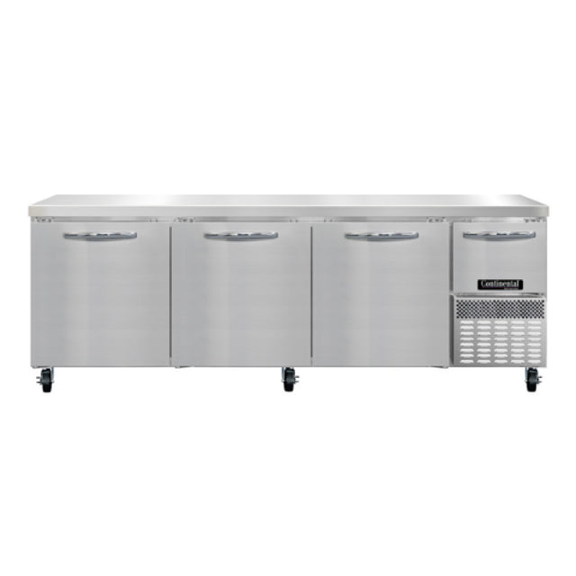 Continental Refrigerator RA93SN Refrigerated Base Shallow Depth Worktop Unit 93"W