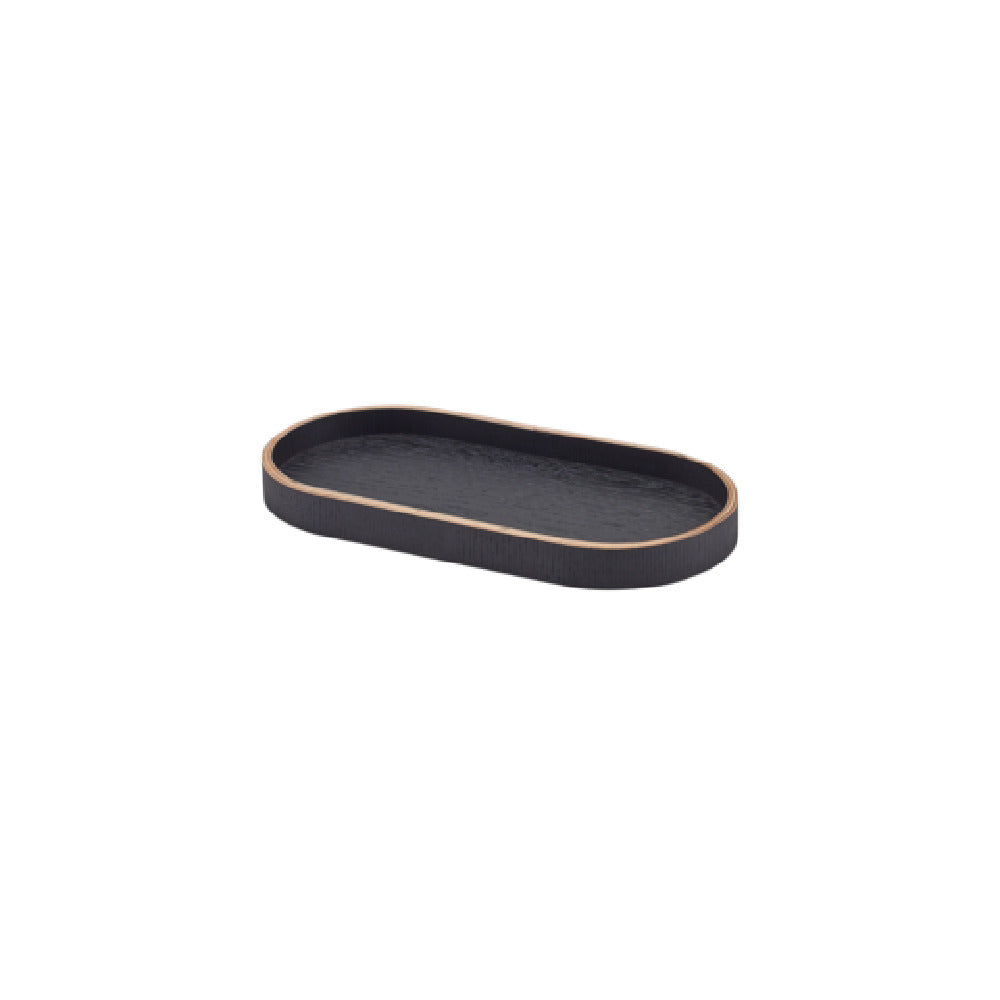 Steelite GWWVTV23BK - Oval Tray Wood Veneer Black, 9.0" X 4.375" X 0.875", Trays And Caddies