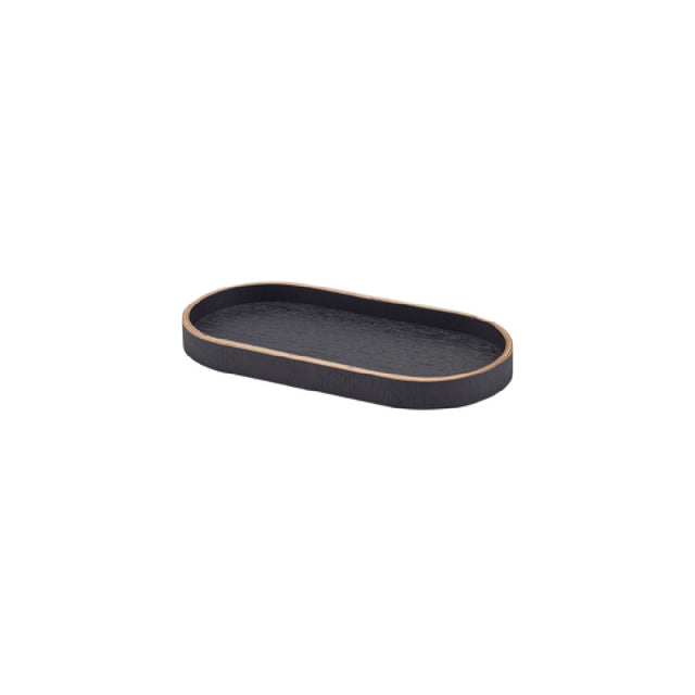 Steelite GWWVTV23BK - Oval Tray Wood Veneer Black, 9.0" X 4.375" X 0.875", Trays And Caddies