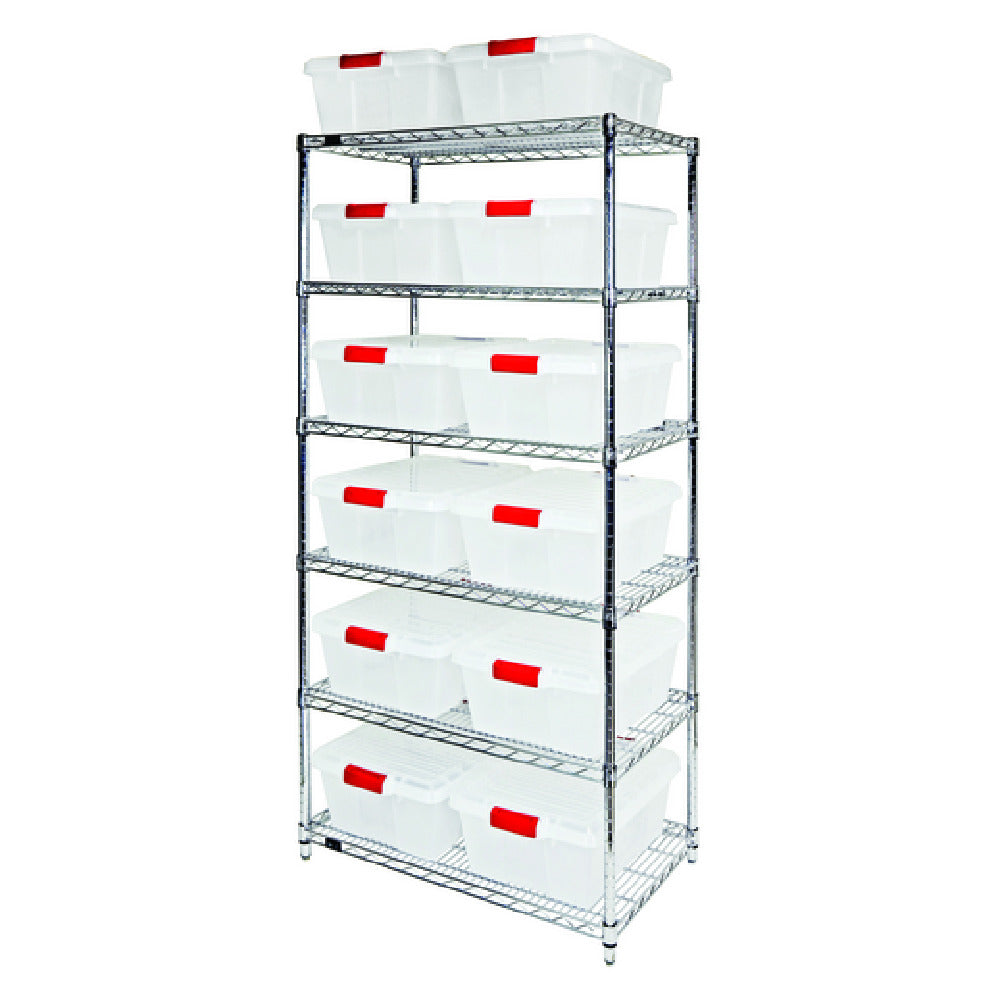 Quantum WR6-191507CL Bin Wire Shelving System 36"W X 21"D X 74"H Overall Size