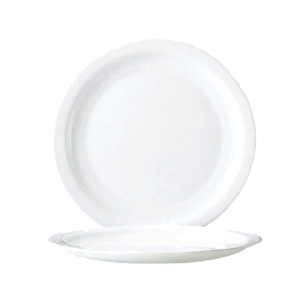Arc Cardinal N6393 Arcoroc Restaurant White Rim Plate (D:10.25'') Fluorosilicate Opal Glass