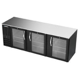 Beverage Air BB94HC-G-B - Refrigerated Back Bar Storage Cabinet, Three-section, 94"W X 30-3/8"D X 34"H