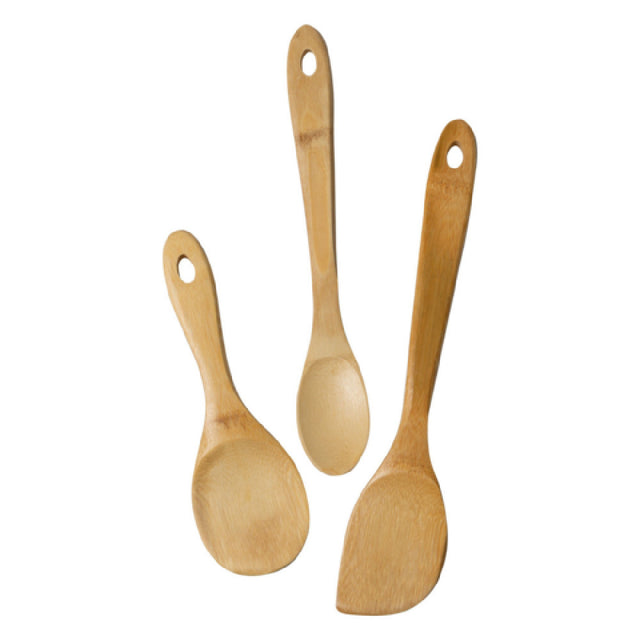 Winco J33-2018 Burnished Bamboo Wok Utensils 3-piece Stir Fry Set Joyce Chen