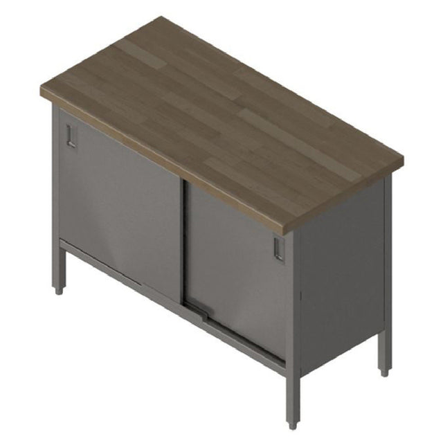 John Boos EBSW7-2448 Work Table Cabinet Base With Sliding Doors 48"W X 24"D X 36-1/2"H Overall Size