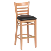 Royal ROY 8002 N BLK - Bar Stool, Ladder Back, 17"L X 16-1/2"W X 43-3/8"H