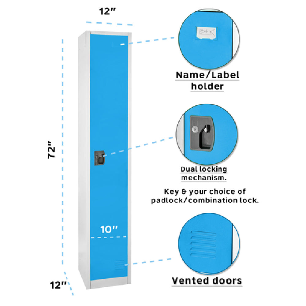 Alpine Industries ADI629-201-BLU Locker Single Tier 72" H X 15"W