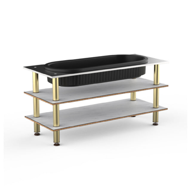 Steelite MGCMLE03CBXF - Modular Salad Bar Unit White Carrera Brushed Brass, Modular