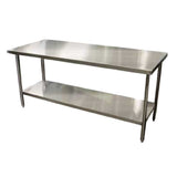 Winholt DTS-2484-14 Work Table 84"W X 24"D X 34"H 14/304 Stainless Steel Top