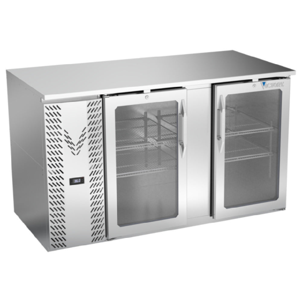Victory VBB58HC-G-S - Back Bar Refrigerator, Two-section, 58"W X 29-11/16”D X 34"H