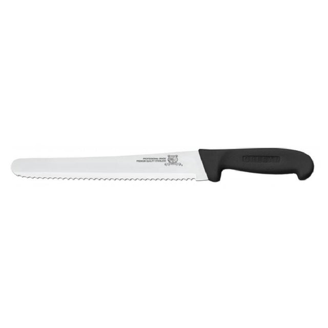 Omcan 12452 (12452) Slicing Knife 10" Curved Wave Edge Blade Polypropylene Black Handle