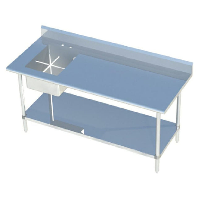 Sapphire Manufacturing SMTPS-3060L Work Table With Prep Sink 60"W X 30"D 16/304 Stainless Steel Top With 1-1/2" Rounded Front Edge