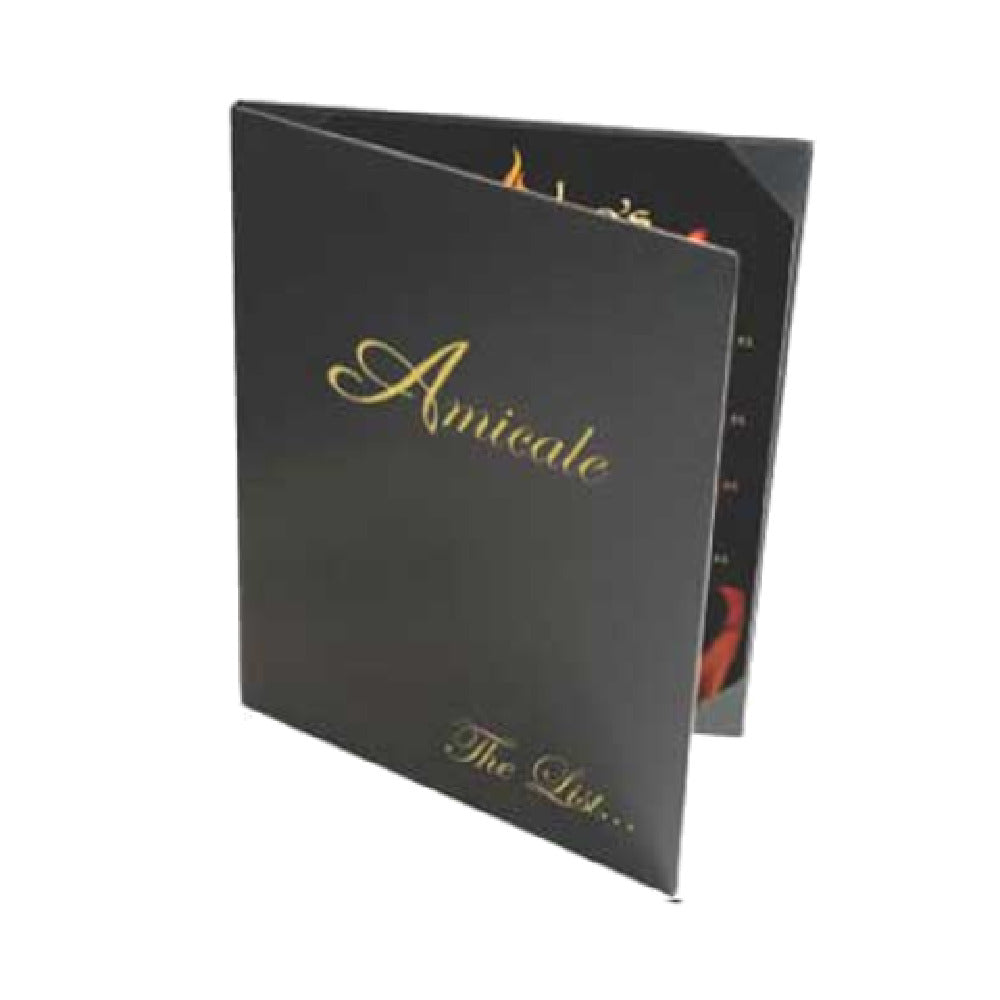 Menu Solutions Q40BK-BD Menu Cover/Wine List 4-1/4" X 14" Inserts Triple Panel With 4 Views