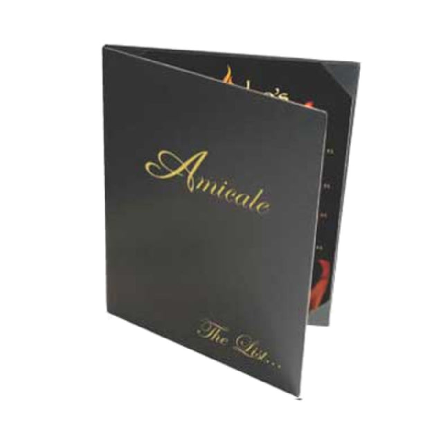 Menu Solutions Q40BK-BD Menu Cover/Wine List 4-1/4" X 14" Inserts Triple Panel With 4 Views
