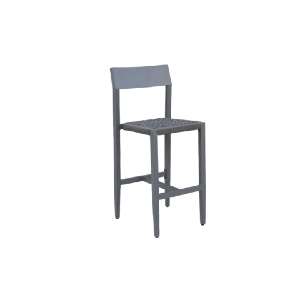 Plantation Prestige Commercial Furniture 8240300-0255 Nantucket Barstool All-aluminum Gunmetal Grey Powder Coat With Grey Resin Roping/weave Seat