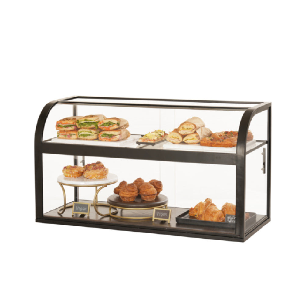 Cal-Mil 23754-112 Heritage Arched Front Case 42"W X 17"D X 23"H Stained Oak Base