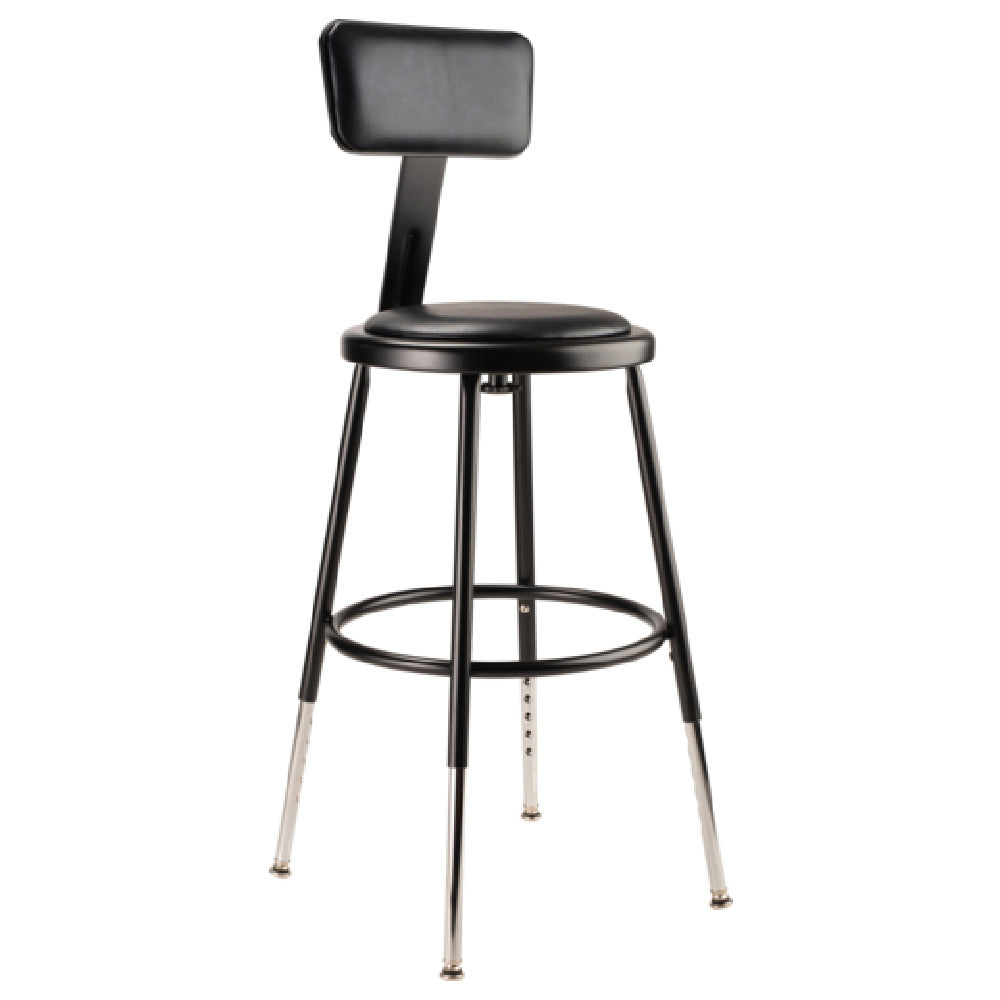 National Public Seating 6418HB-10 NPS® Heavy Duty Steel Stool With Backrest 19"-27"