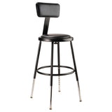 National Public Seating 6418HB-10 NPS® Heavy Duty Steel Stool With Backrest 19"-27"