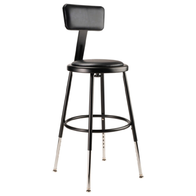 National Public Seating 6418HB-10 NPS® Heavy Duty Steel Stool With Backrest 19"-27"