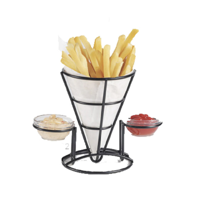 GET Enterprises 4-361742 Fry Cone Basket 5" Dia. X 7"H With (2) Condiment Cup Holders