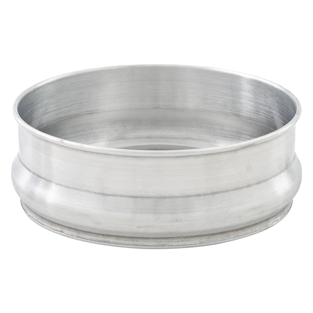 A round, shallow proofing pan made of tempered aluminum with slightly curved sides and a smooth, shiny surface. The pan has no handles or markings, perfect for baking cakes or pastries. The background is plain white.