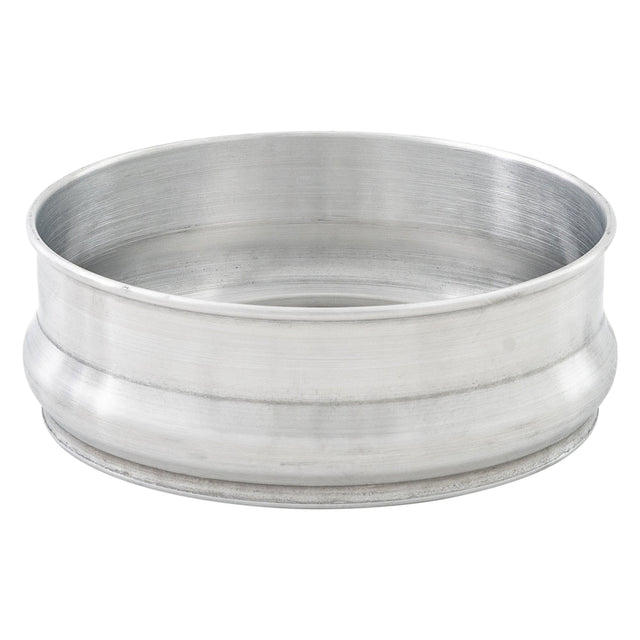 A round, shallow proofing pan made of tempered aluminum with slightly curved sides and a smooth, shiny surface. The pan has no handles or markings, perfect for baking cakes or pastries. The background is plain white.