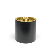 FOH RIB026BKL21 3.5qt Round London Ice Bucket Black With Matte Brass Lid Includes One RIB017BKL21-BTM 3.5qt Round London Ice Bucket Base Black