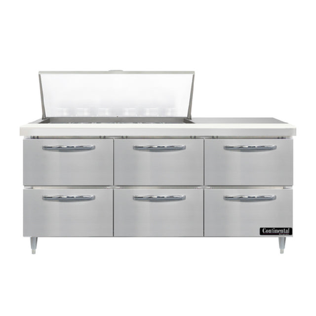 Continental Refrigerator D72N18M-D Designer Line Mighty Top Sandwich Unit 72"W