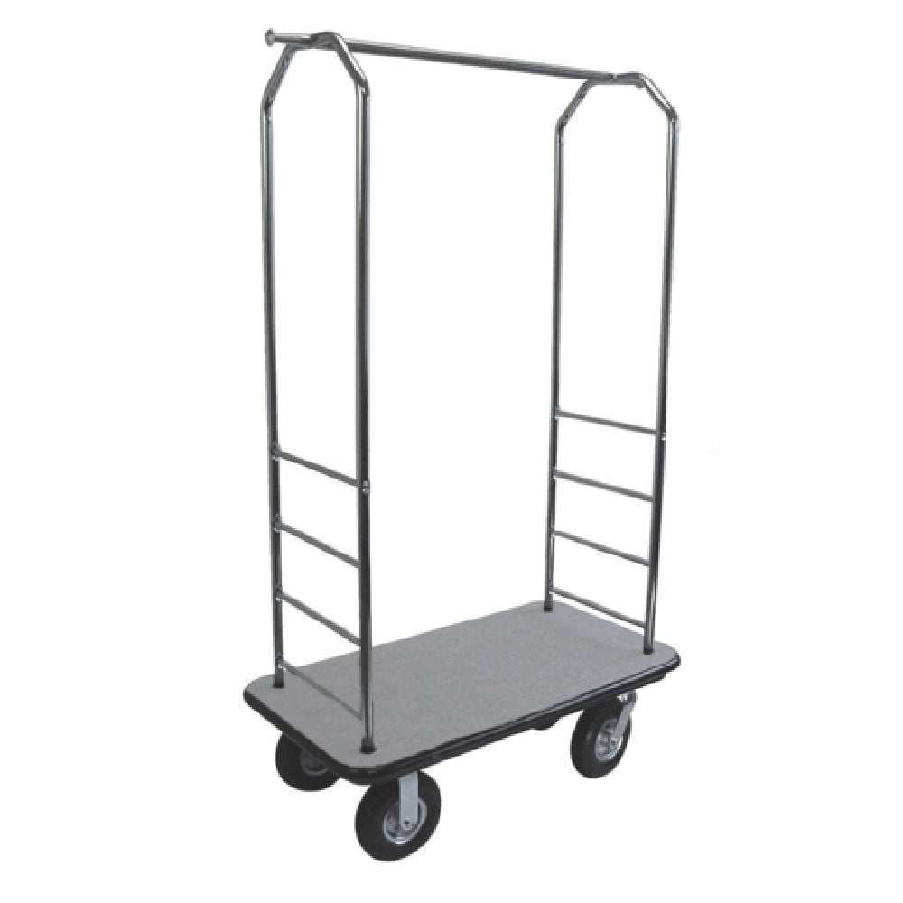 Central Specialties 2000BK-010-GRY Easy Mover™ Bellman's Cart 43"W X 23"D X 72-1/2"H 1" Tubular Chrome Frame