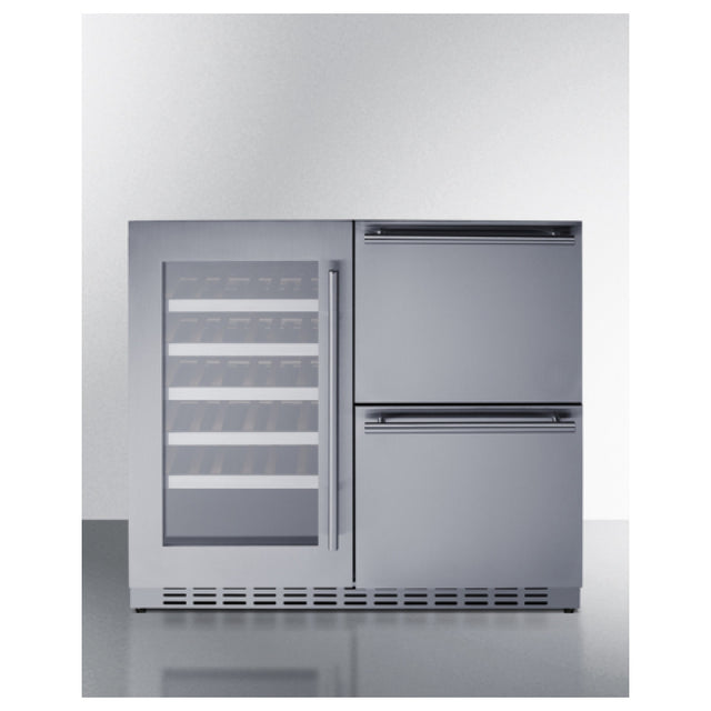 Summit ADRWC36 - Combination Wine Cellar & 2-Drawer Refrigerator, 36" Wide, ADA Compliant (32 3/8" High)