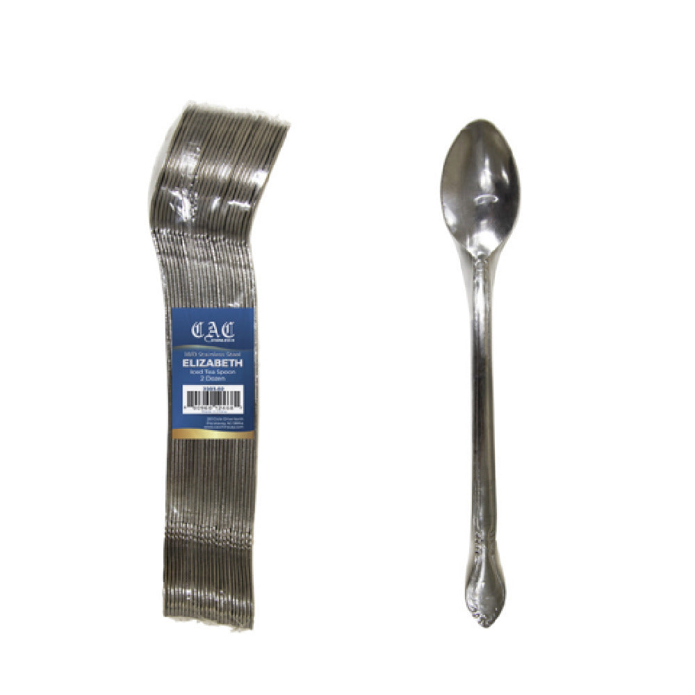 CAC China 2203-02 Elizabeth Iced Tea Spoon 8" 18/0 Stainlesss Steel Frost Finish