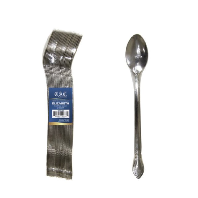 CAC China 2203-02 Elizabeth Iced Tea Spoon 8" 18/0 Stainlesss Steel Frost Finish