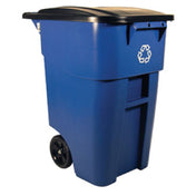 Rubbermaid FG9W2773BLUE BRUTE® Recycling Roll-Out Container 50 Gallon 28-1/2"L X 23-2/5"W X 36-1/2"H