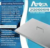 A promotional graphic for the Atosa Fryer Tank Cover displays a sturdy metal cover with handle, highlighting its lasting performance and enhanced protection for ATFS-40 and ATFS-50 commercial fryers, set against blue and white backgrounds.