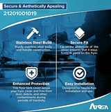 A promotional graphic showcases four icons and descriptions emphasizing the Fryer Tank Cover’s stainless steel build, secure fit, enhanced protection, and easy installation for ATFS-40 and ATFS-50. The Atosa logo is at the bottom right.